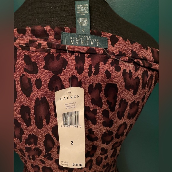 NWT Lauren Ralph Lauren Leopard Print Bodycon Cinched Midi Dress Sz 2 - Picture 6 of 8